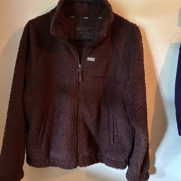 Figs On shift Sherpa Coffee brown jacket Med - Picture 3 of 6